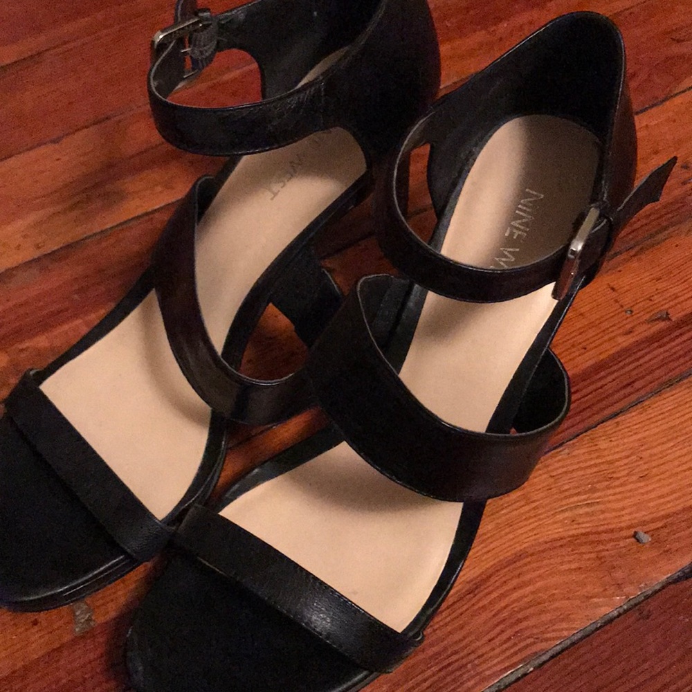 Nine West Black Strappy Heels